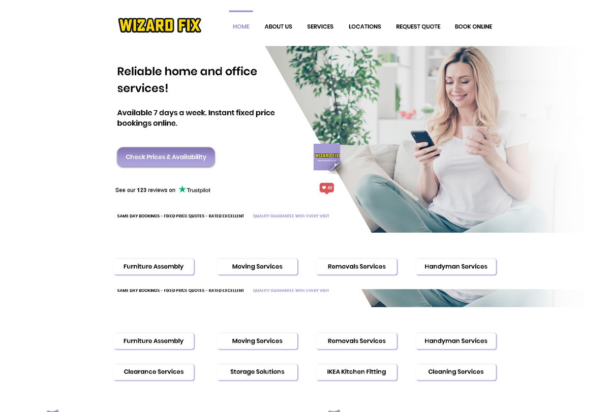 Screenshot of Wizard Fix, from the purple websites collection.
