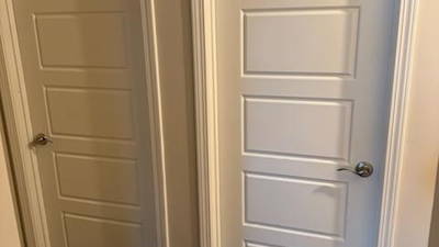 Interior door in a room