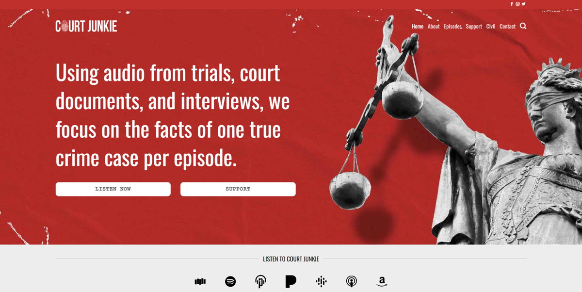 Screenshot of Court Junkie, from the podcast websites collection.