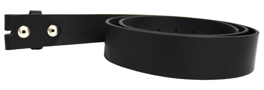 Leather Belt Strap with Press Studs for Pin Buckle. Width: 38mm. Black or Brown. - Image 4