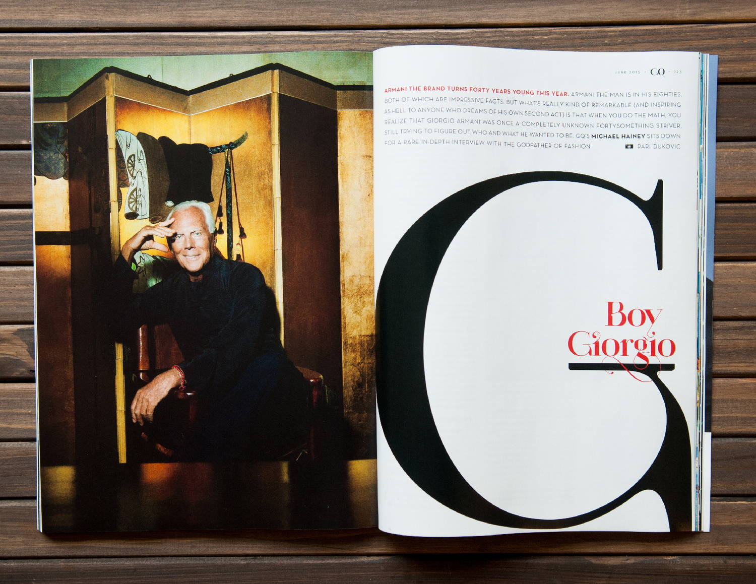 Lady gaga in Elle UK magazine using Paris typeface lowercase g