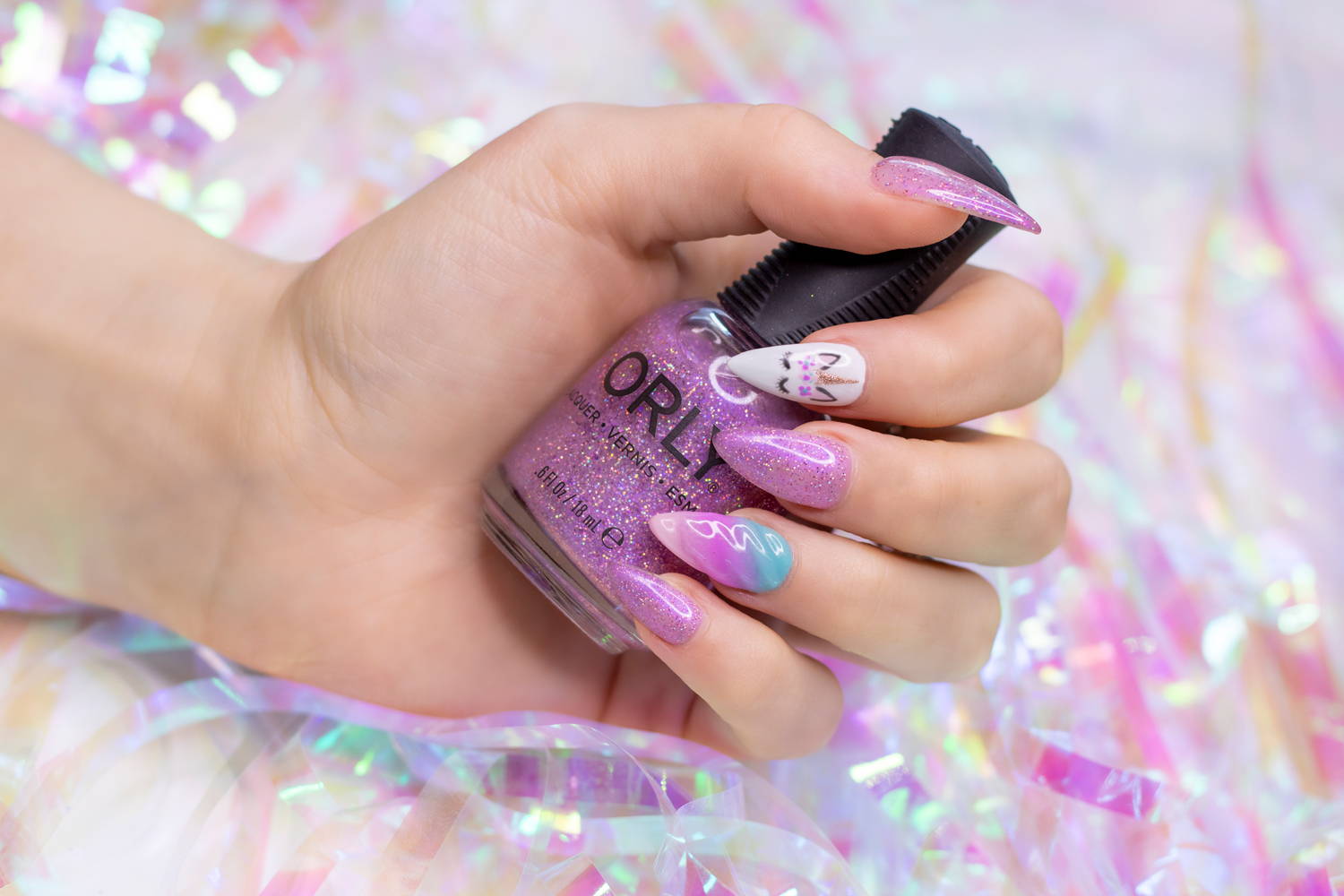 Unicorn nail art using ORLY GelFX gel polish