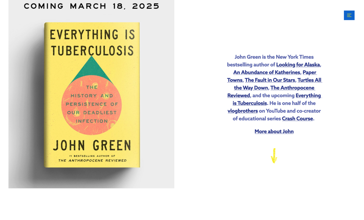 Screenshot of John Green , from the celebrity websites collection.