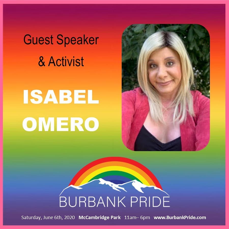 Flyer for Burbank pride with Isabel as speaker.