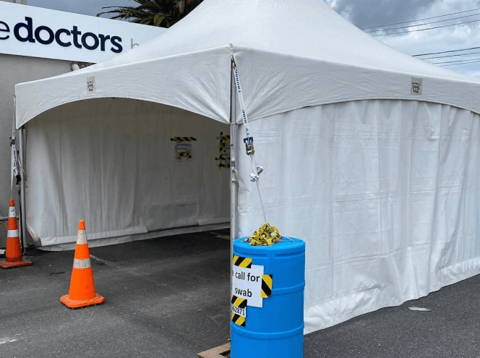 Tent graffiti removal