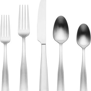 Oneida Reid Piece Flatware Set, 20 Count, Satin Black