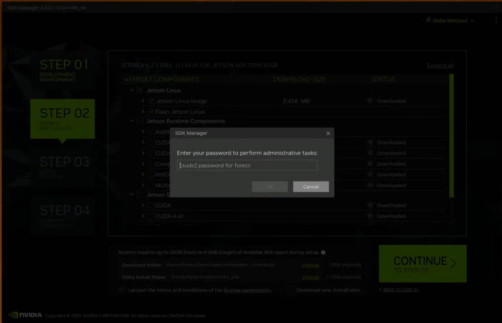 SDK Manager step-2 password