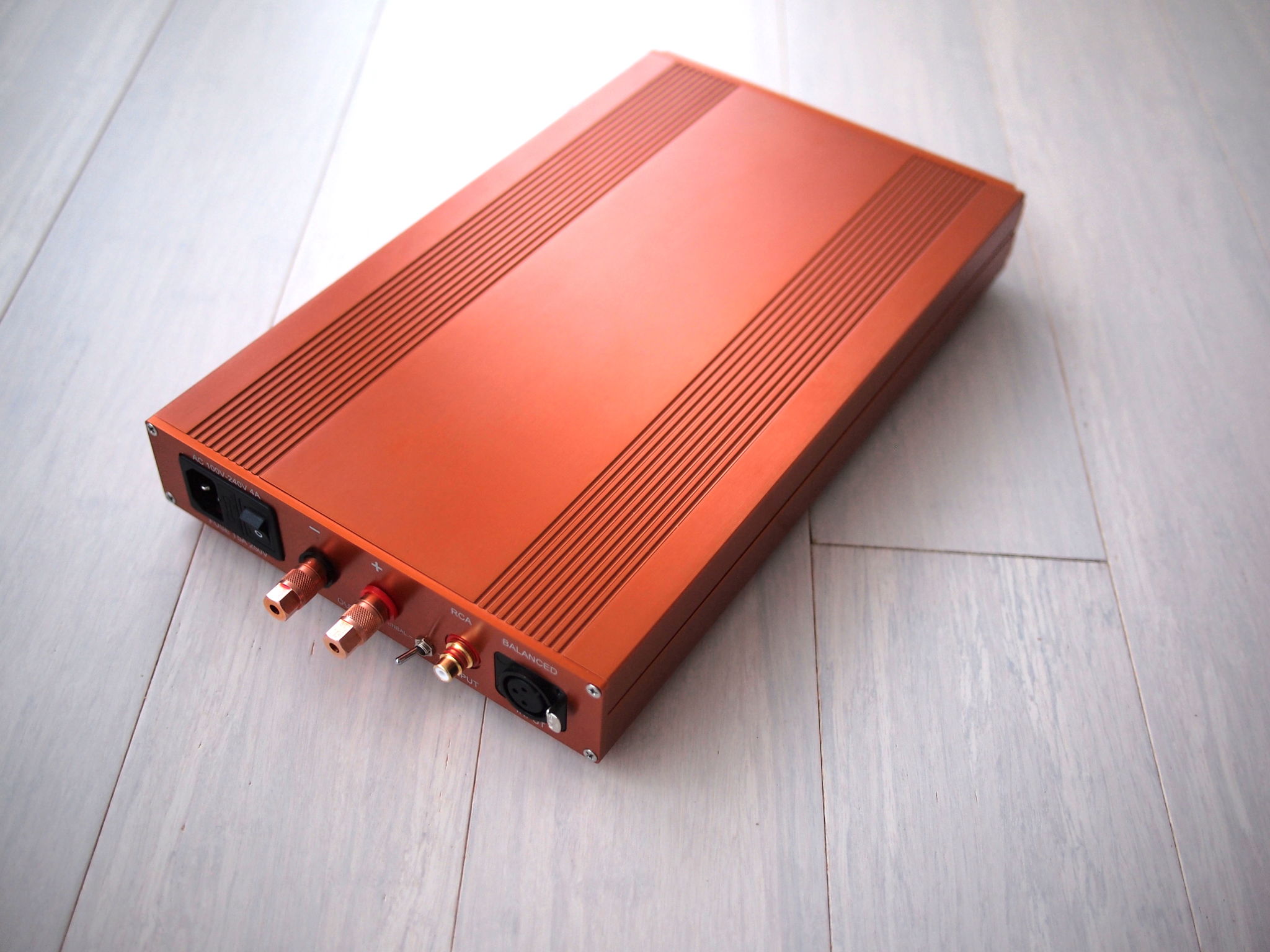 My amp with the upgraded full copper binding posts and copper RCA's