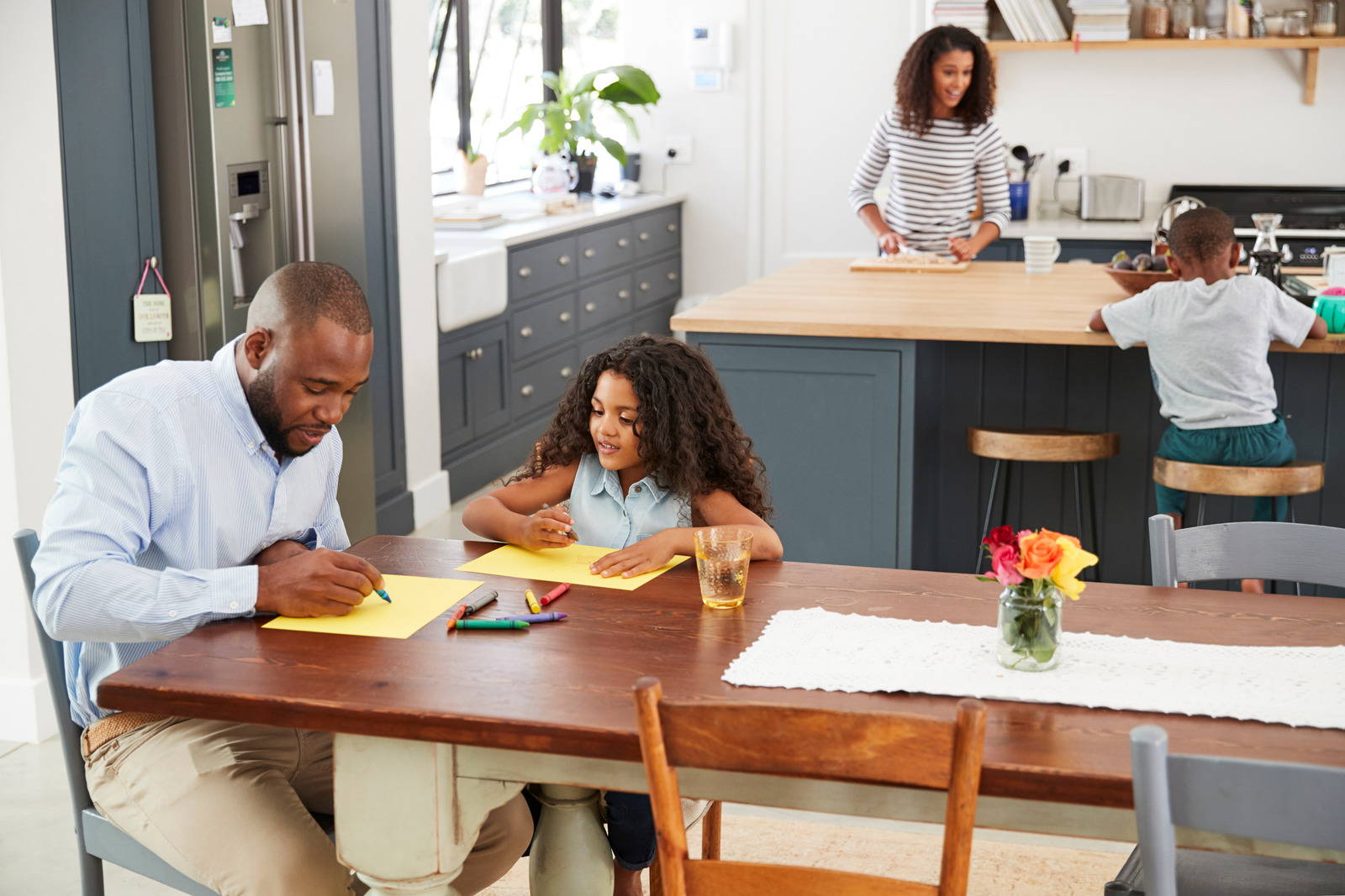 busy family in the kitchen