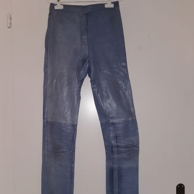 Burberry Grey-blue Leather Pants 