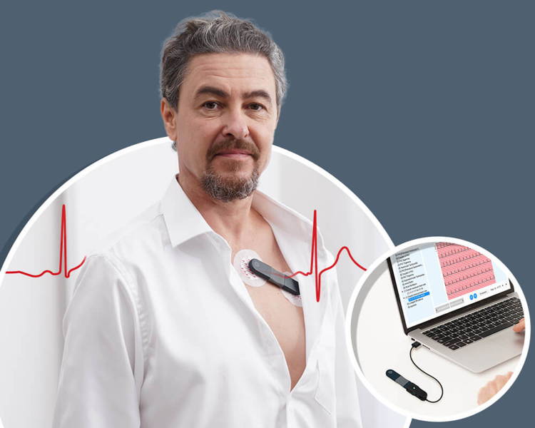 24-Hour ECG Monitor with AI Analysis, Continuous ECG/EKG