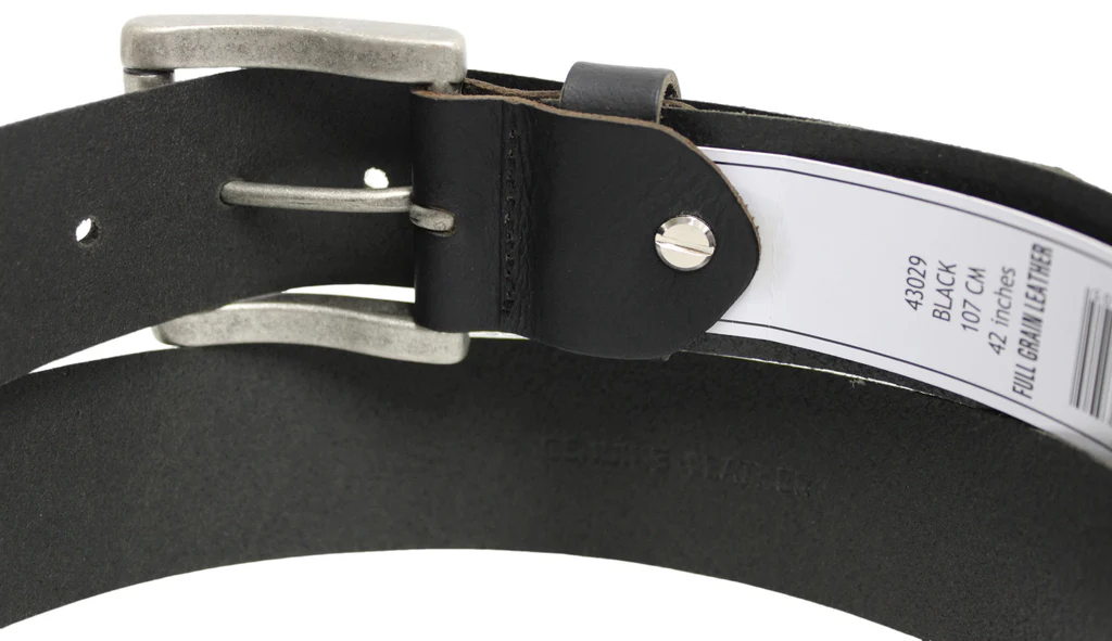Full Grain Leather Classic Bevelled Edge Jeans Belt. Colour: Brown - Image 2