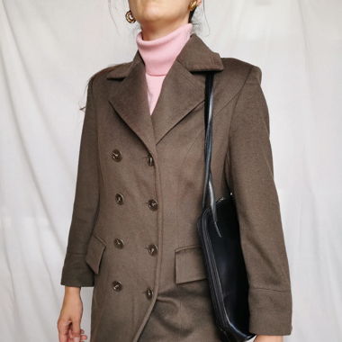 Olive green mud vintage wool angora coat