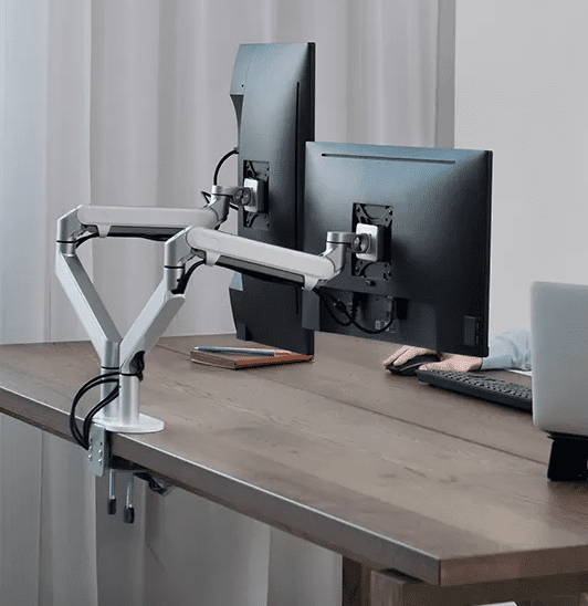 easily attachable double monitor stands, dual monitor arms, arms for 27 inch screens