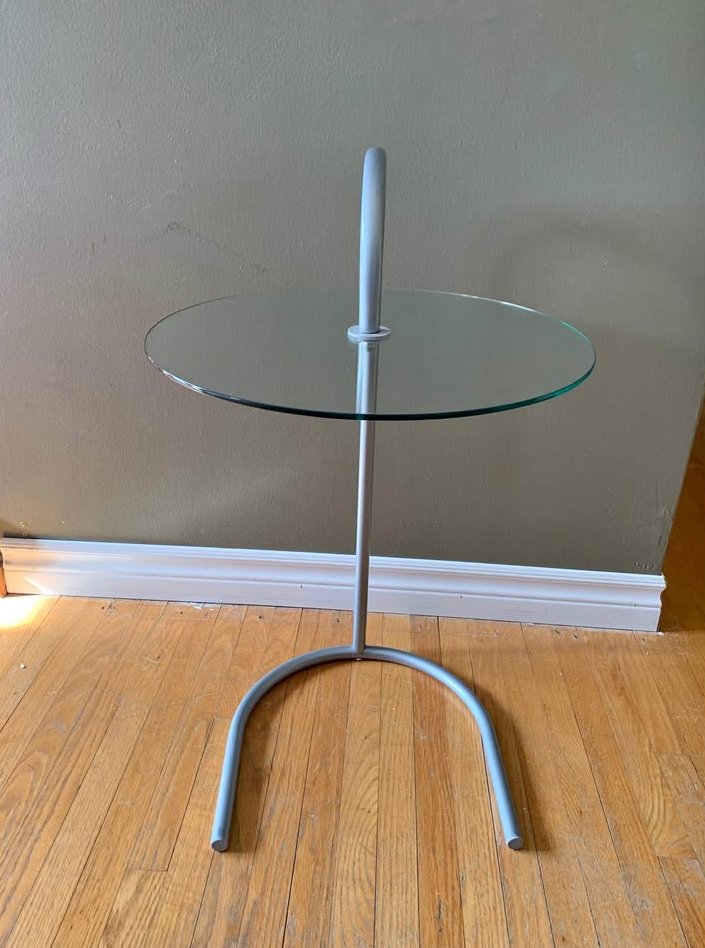 Vintage Ikea Metal Glass C Shaped End Table thumbnail