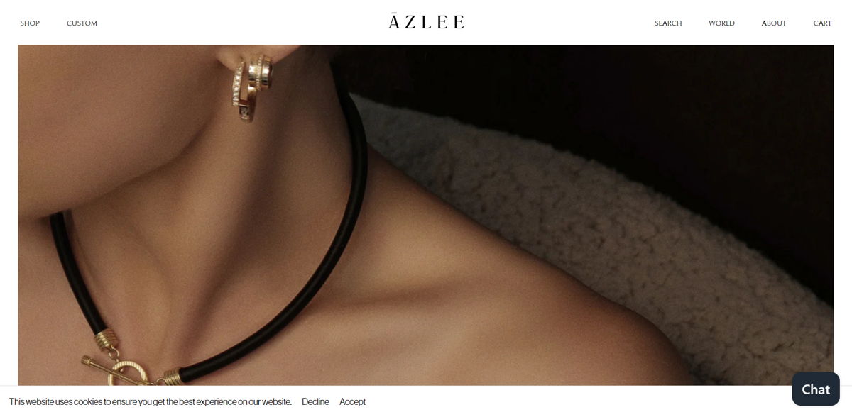Screenshot of AZLEE Jewelry , from the shopify jewelry stores collection.