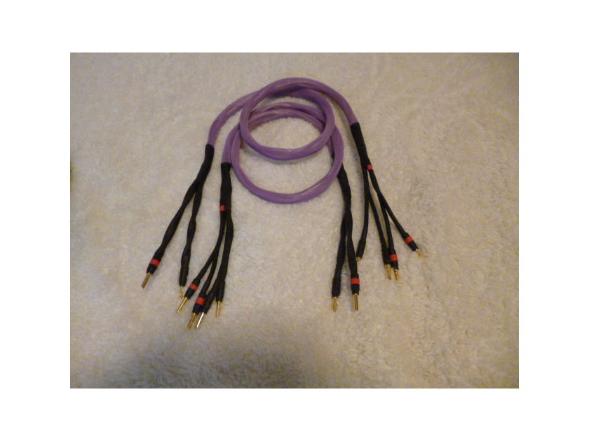 Schmitt Custom Audio 1pr, 4' Braided 4x12 AWG  Bi-Wire Speaker Cables