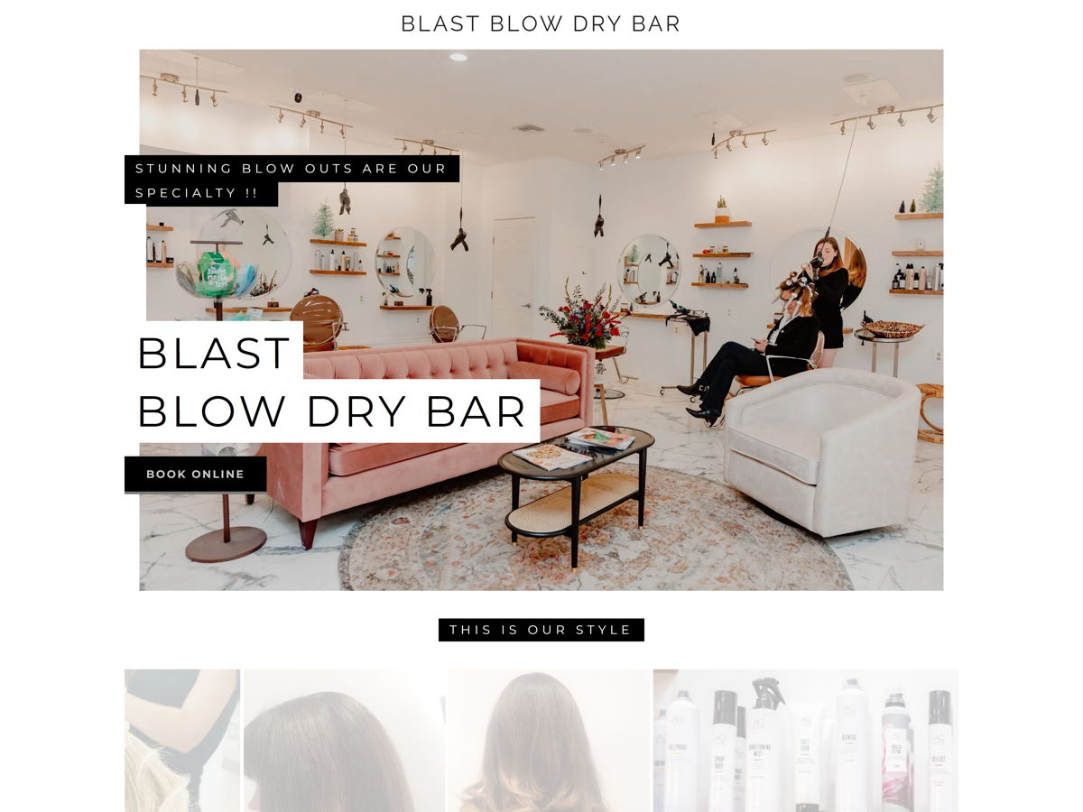 Screenshot of Blast Blowdry Bar, from the salon websites collection.