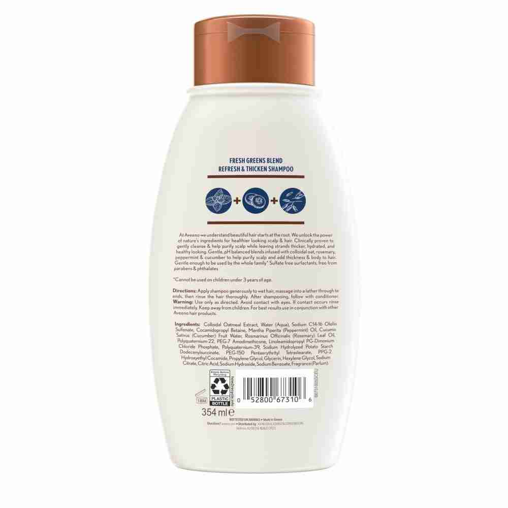 Aveeno Fresh Greens Blend Natural Volumising Shampoo For Fine Hair 354Ml - Image 2