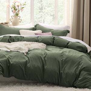 Bedsure Olive Green Duvet Cover Queen Size - Soft Prewashed Queen Duvet Cover Set
