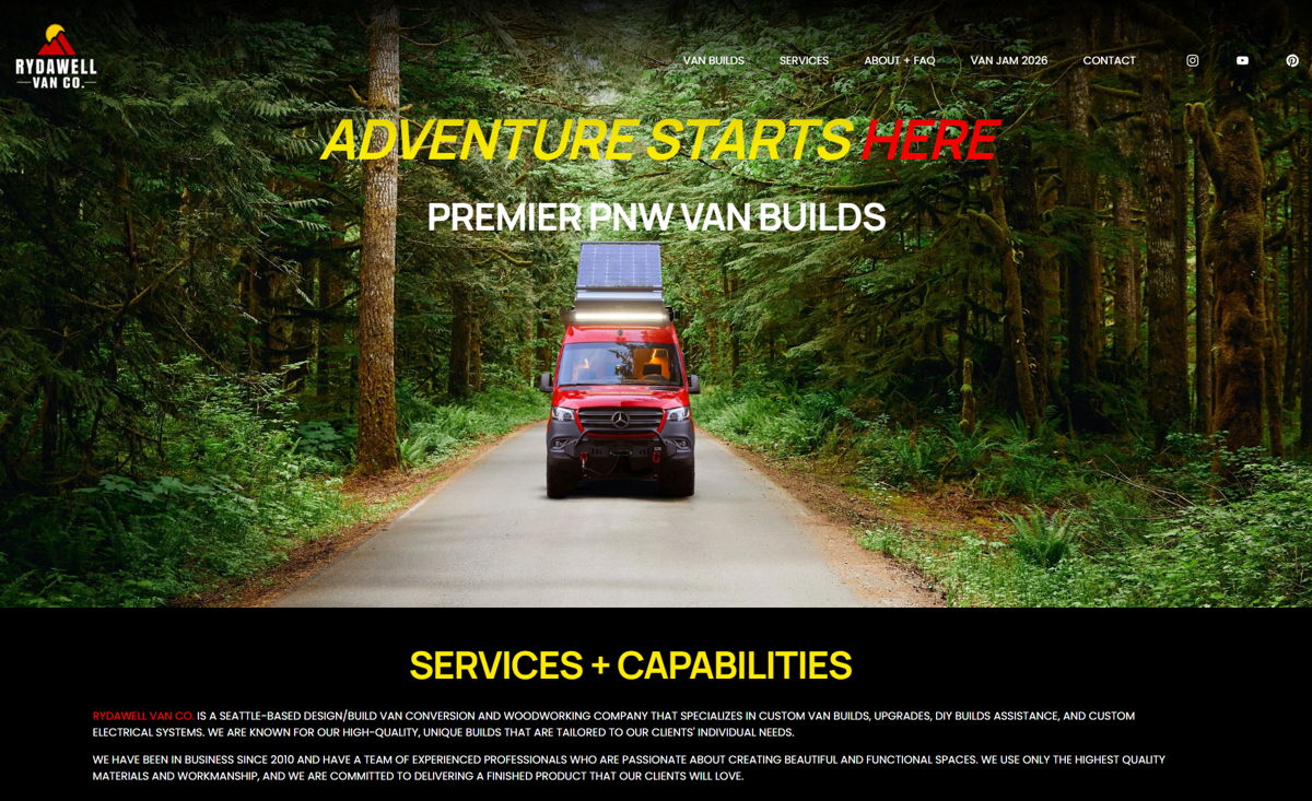 Screenshot of Rydawell Builds, from the auto repair websites collection.