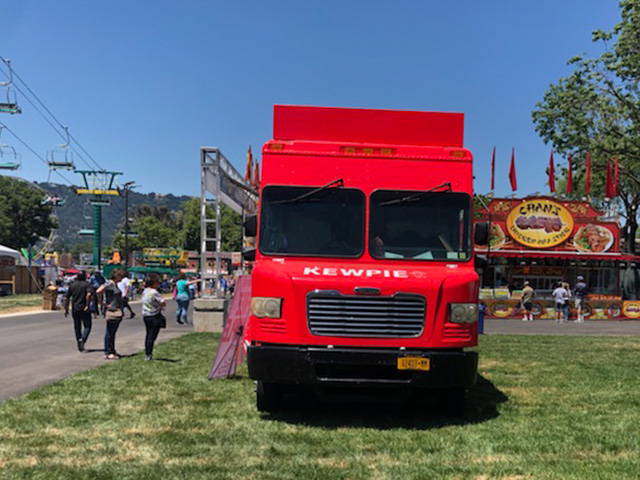 Kewpie food truck setting up at the Alameda County fair