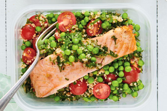 Cold Salmon with Tabbouleh and Peas