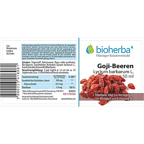 Goji - Beeren, Lycium barbarum L., Tropfen, Tinktur 50 ml