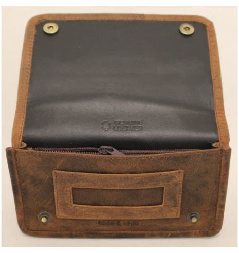 Full Grain Cow Hide Hunter Vintage Leather Tobacco Pouch. Style: 12033 Hide & Chic - Image 4