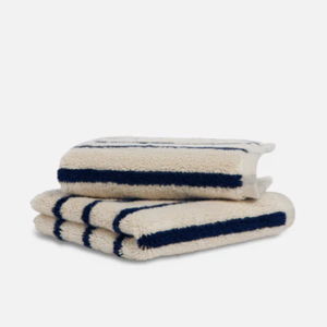 Super-Plush Turkish Cotton Washcloths (Striped Midnight Navy)
