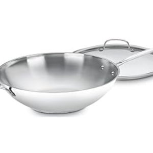 Cuisinart 14-Inch Stir-Fry Pan, Helper Handle and Glass Cover, Chef's Classic Stainless Steel, 726-38H