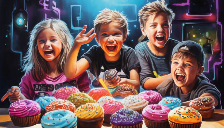 alexstolz paint a street art picture of happy kids arround ebdd be bc acbd