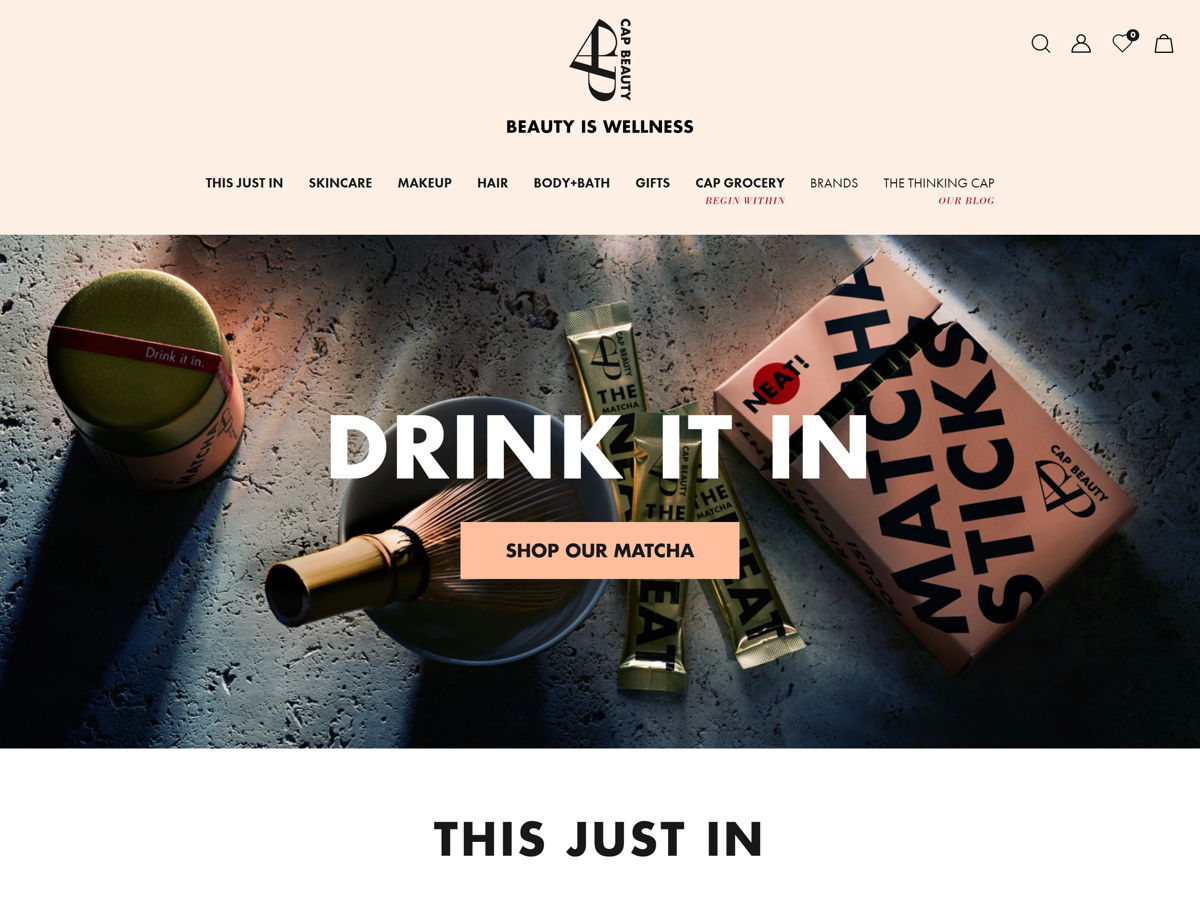 Screenshot of Cap Beauty, from the food websites collection.