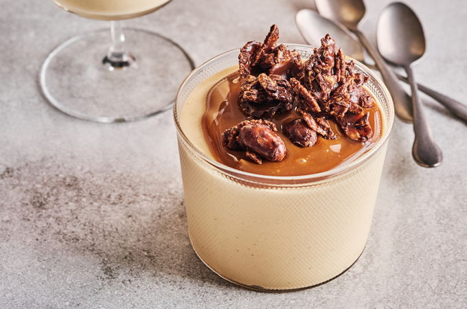 Peanut Butter Mousse with Caramel and Chocolate Crunch