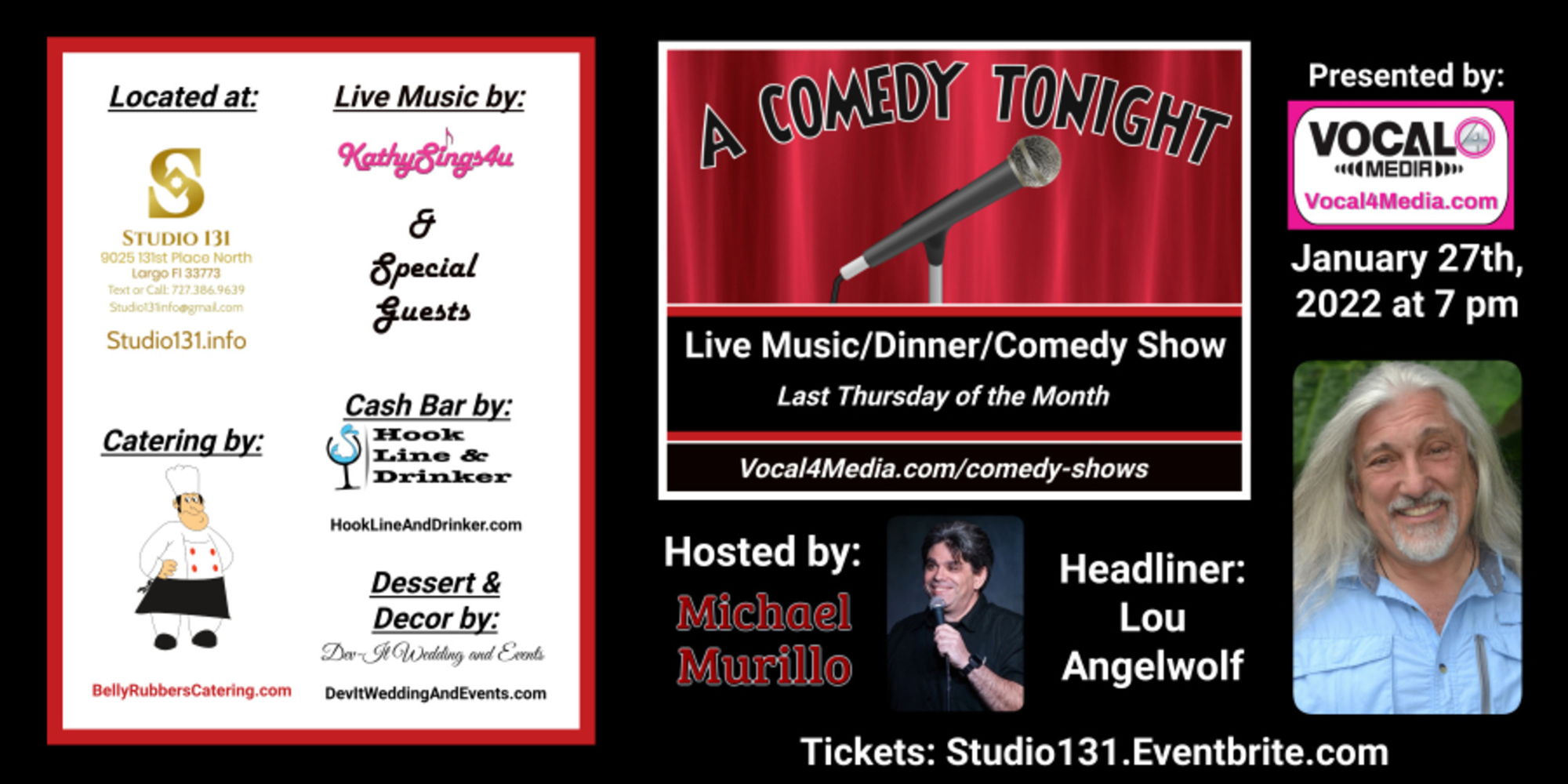 A Comedy Tonight with Lou Angelwolf and Host Michael Murillo promotional image