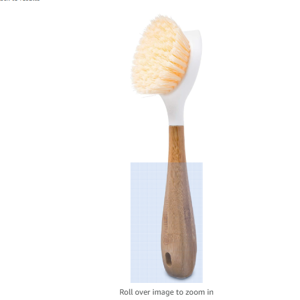 Full Circle Be Good Bamboo Handle Dish Brush – Sustainable Kitchen Cleaning with Tough Bristles - Natural Dish Scrubber & Cast Iron Cleaner - Long Handle Brush for Dishes, Pots, and Pans, White