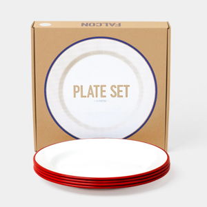 9½" Plates with red trim, set of 4