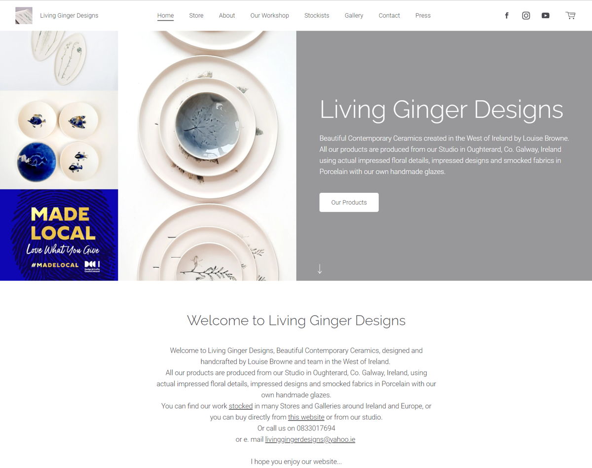 Screenshot of Living Ginger Designs, from the jimdo websites collection.