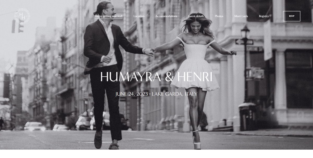 Screenshot of Humayra ❤️ Henri, from the squarespace wedding websites collection.