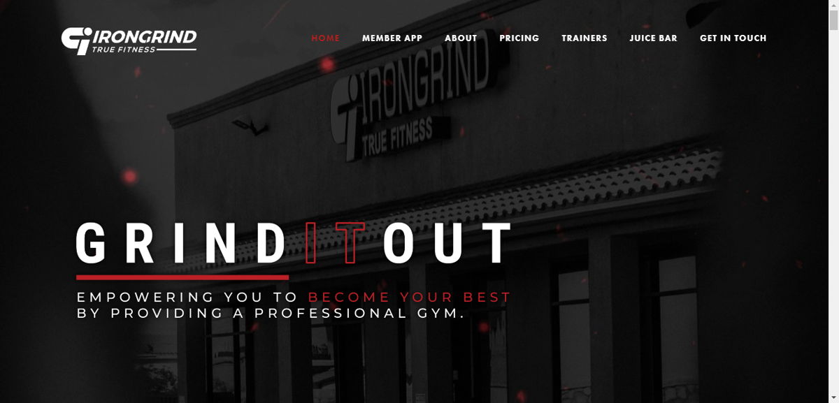 Screenshot of IronGrind True Fitness, from the fitness websites collection.