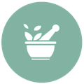 Icon mit Mörser und Kräutern für Meisterhandwerk