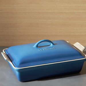 Le Creuset Heritage Covered Rectangular 4-Qt. Stoneware Ceramic Casserole Dish with Lid + Reviews | Crate & Barrel