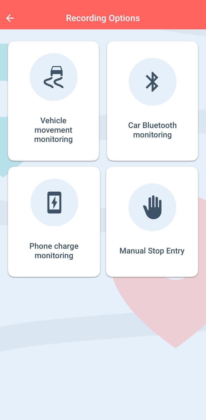 MileageWise recording options