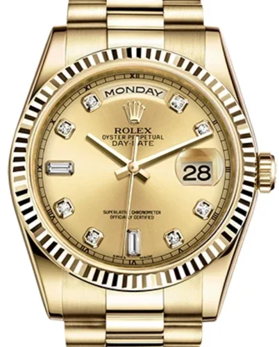 Rolex Day-Date 36 Champagne Diamond Dial President Bracelet