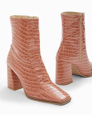 Textured Block Heel Boots