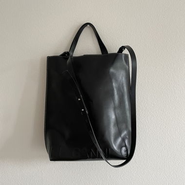 ganni shopper bag black 