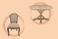 wooden round dining table and a  chair