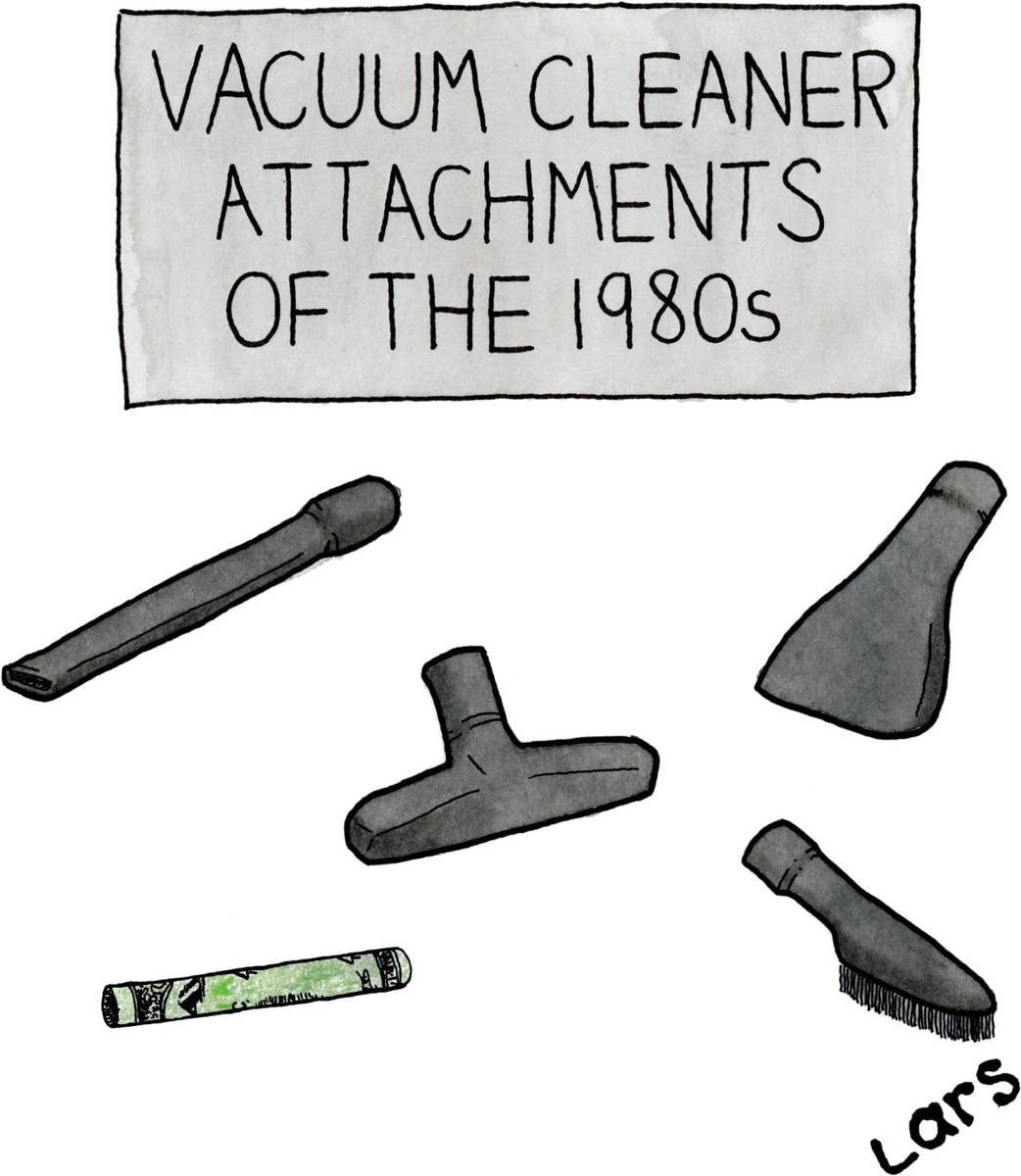 Vacuum attachments and a rolled up dollar bill for cocaine.
