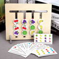 Montessori Double-Sided Matching Game on display, with colorful pieces and cards.