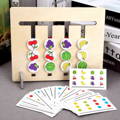 Montessori Double-Sided Matching Game on display, with colorful pieces and cards. 